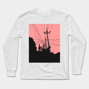 Landscape outside in the small city as a silhouette Long Sleeve T-Shirt